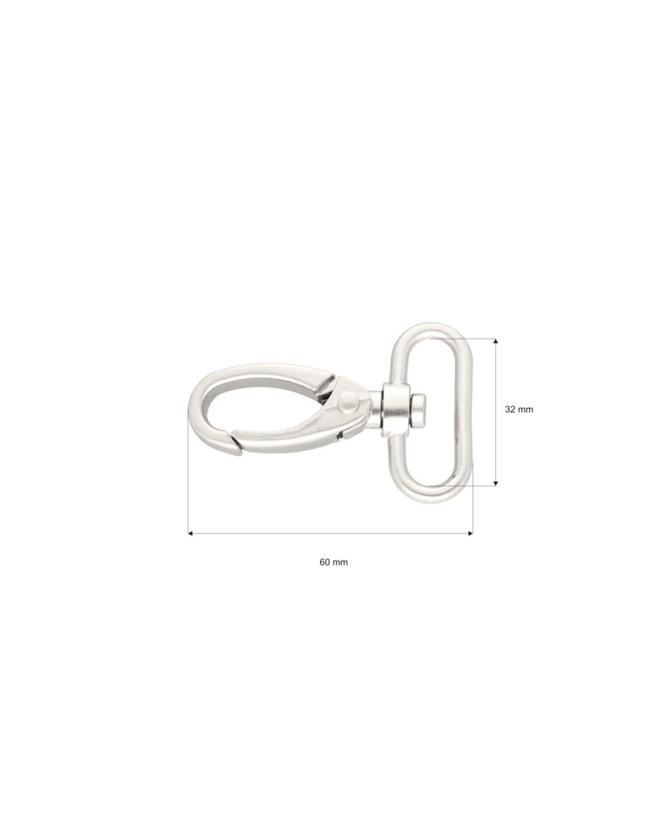 METAL SNAP HOOK 32 MM NICKEL MATT 1  PCS