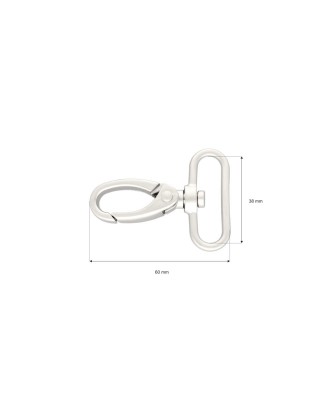 METAL SNAP HOOK 38 MM NICKEL MATT 1 PCS
