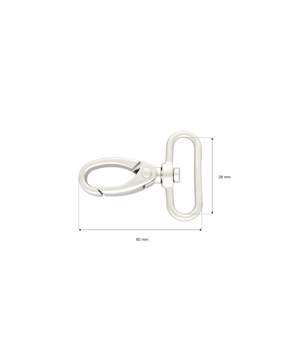 METAL SNAP HOOK 38 MM NICKEL MATT 1 PCS