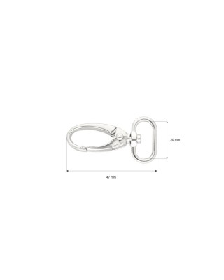METAL SNAP HOOK 20 MM 0037 GLOSSY NICKEL 1 PCS