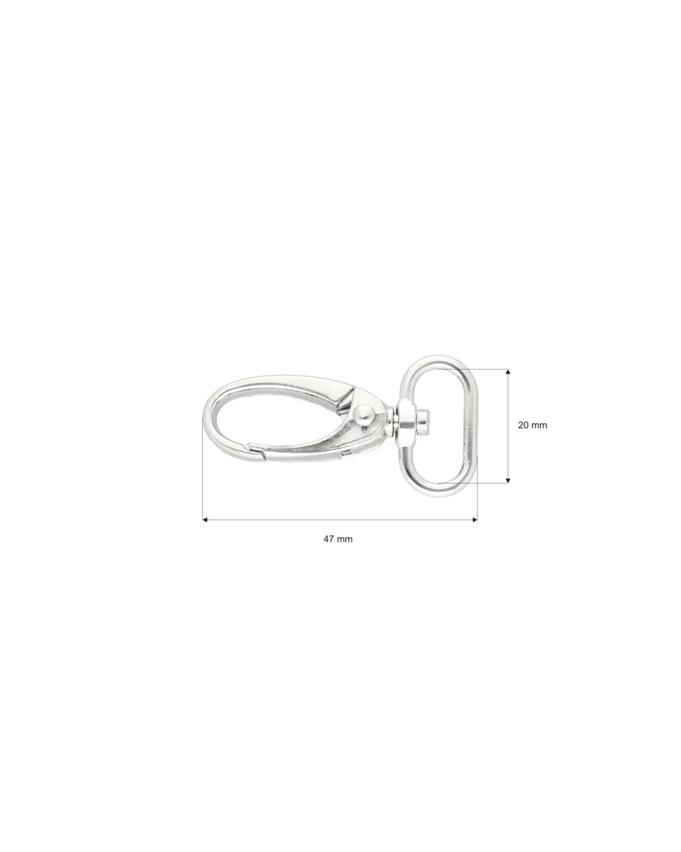 METAL SNAP HOOK 20 MM 0037 GLOSSY NICKEL 1 PCS