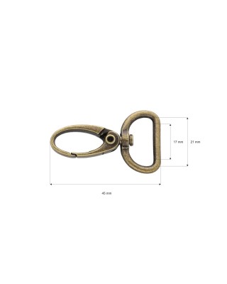 METAL SNAP HOOK RF-101 20 MM OLD GOLD 100  PCS