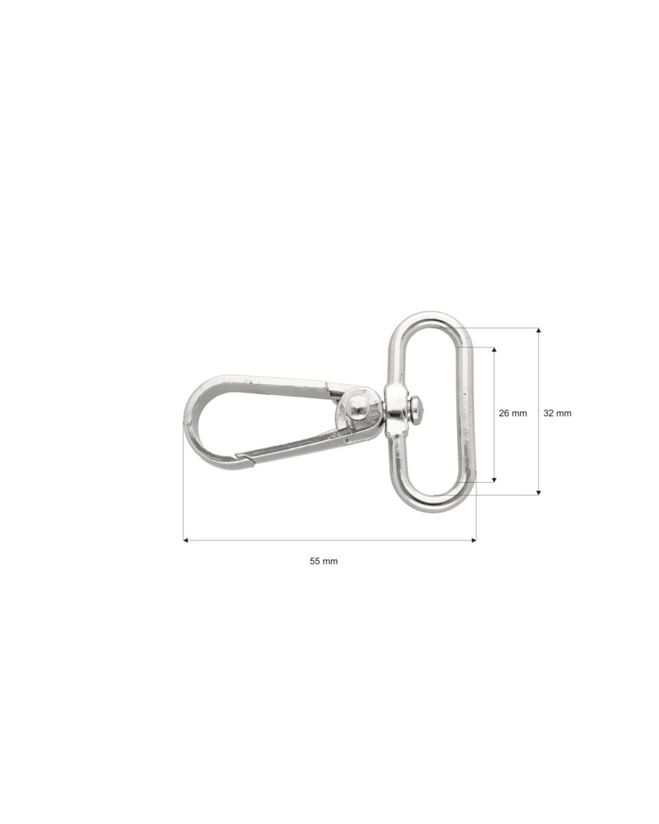 METAL SNAP  HOOK 30 MM  BORYS NICKEL 1 PCS