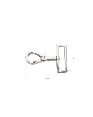 EXTRA SHINING METAL SNAP HOOK 30 MM ZYGMUNT  GLOSSY NICKEL 1 PCS