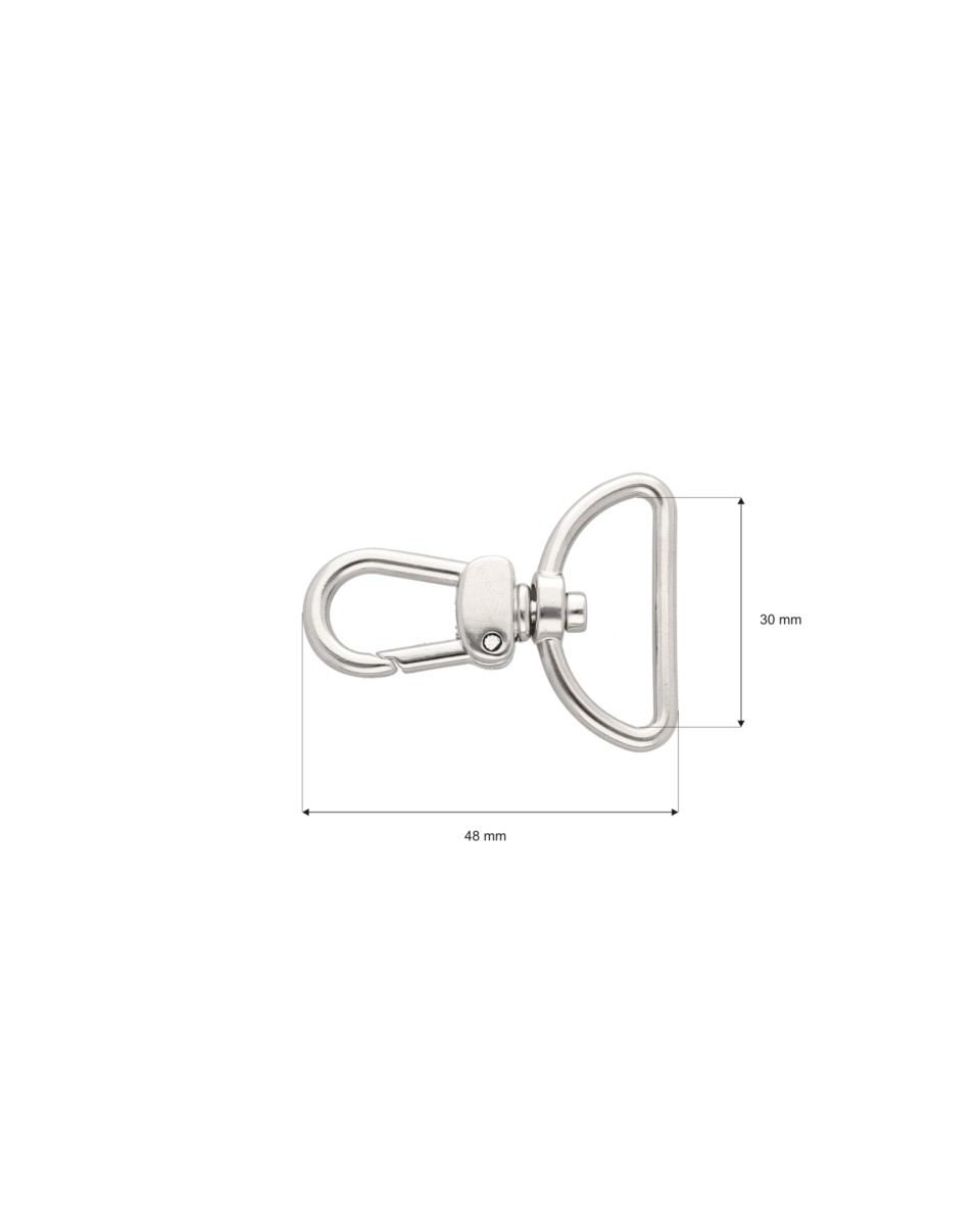 EXTRA SHINING METAL SNAP HOOK 30 MM LUDWIK  GLOSSY  NICKEL 1 PCS