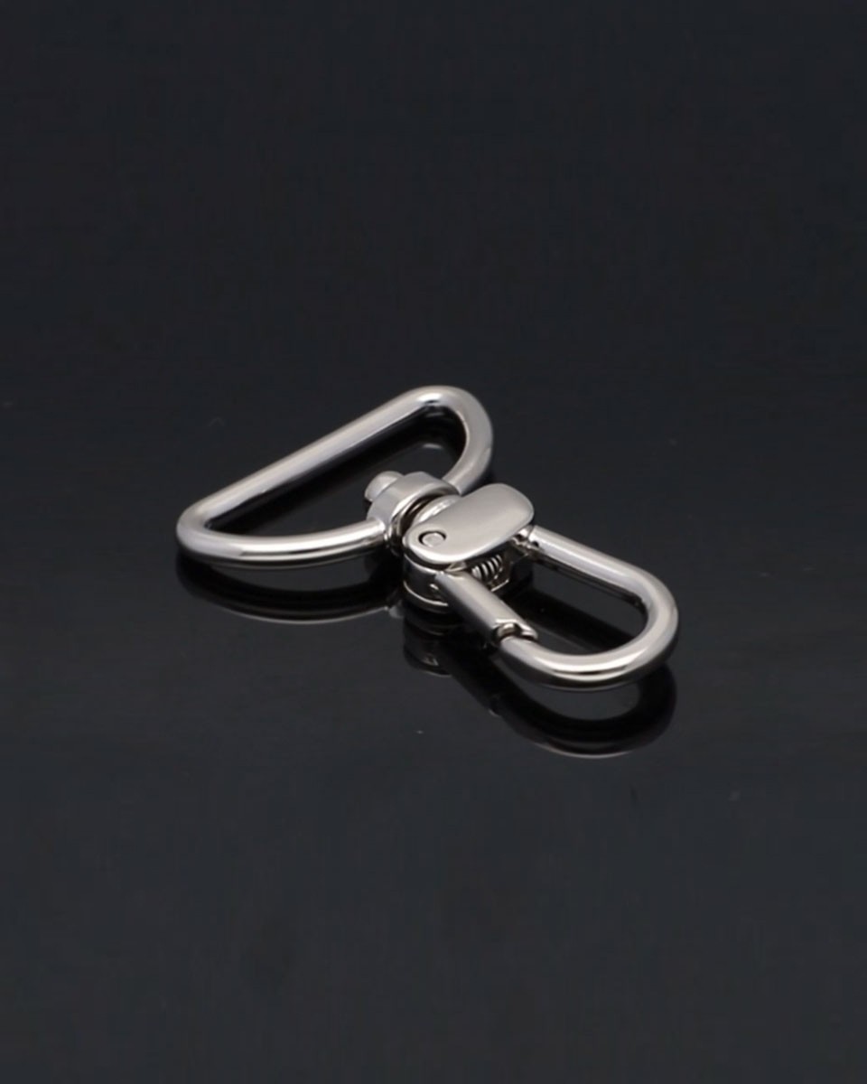 EXTRA SHINING METAL SNAP HOOK 30 MM LUDWIK  GLOSSY  NICKEL 1 PCS