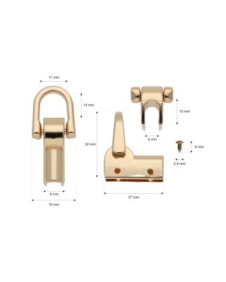Uchwyt metalowy 11 mm jasne złoto