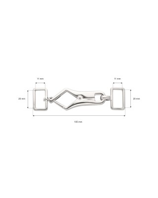 EXTRA SHINING METAL SNAP HOOK 20 MM CEZARY GLOSSY  NICKEL 1 PCS