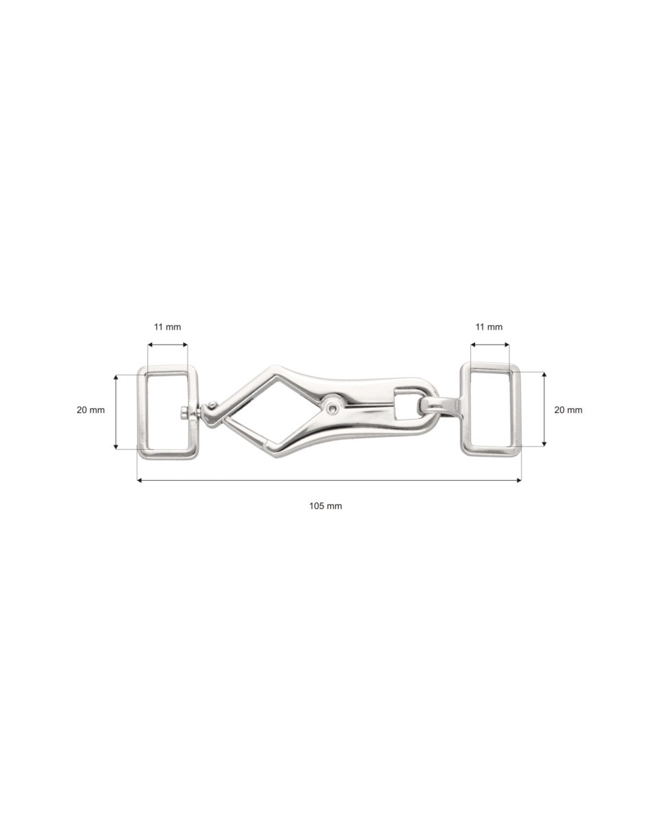 EXTRA SHINING METAL SNAP HOOK 20 MM CEZARY GLOSSY  NICKEL 1 PCS