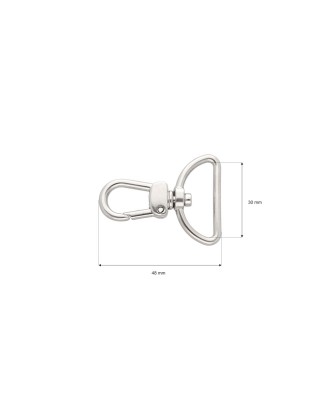 EXTRA SHINING METAL SNAP HOOK 30 MM LUDWIK  GLOSSY  NICKEL 1 PCS