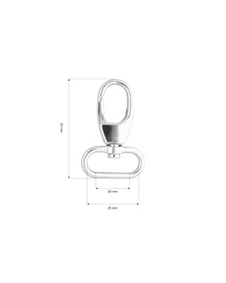 METAL SNAP  HOOK 25 MM   GLOSSY ADAM NICKEL 1  PCS