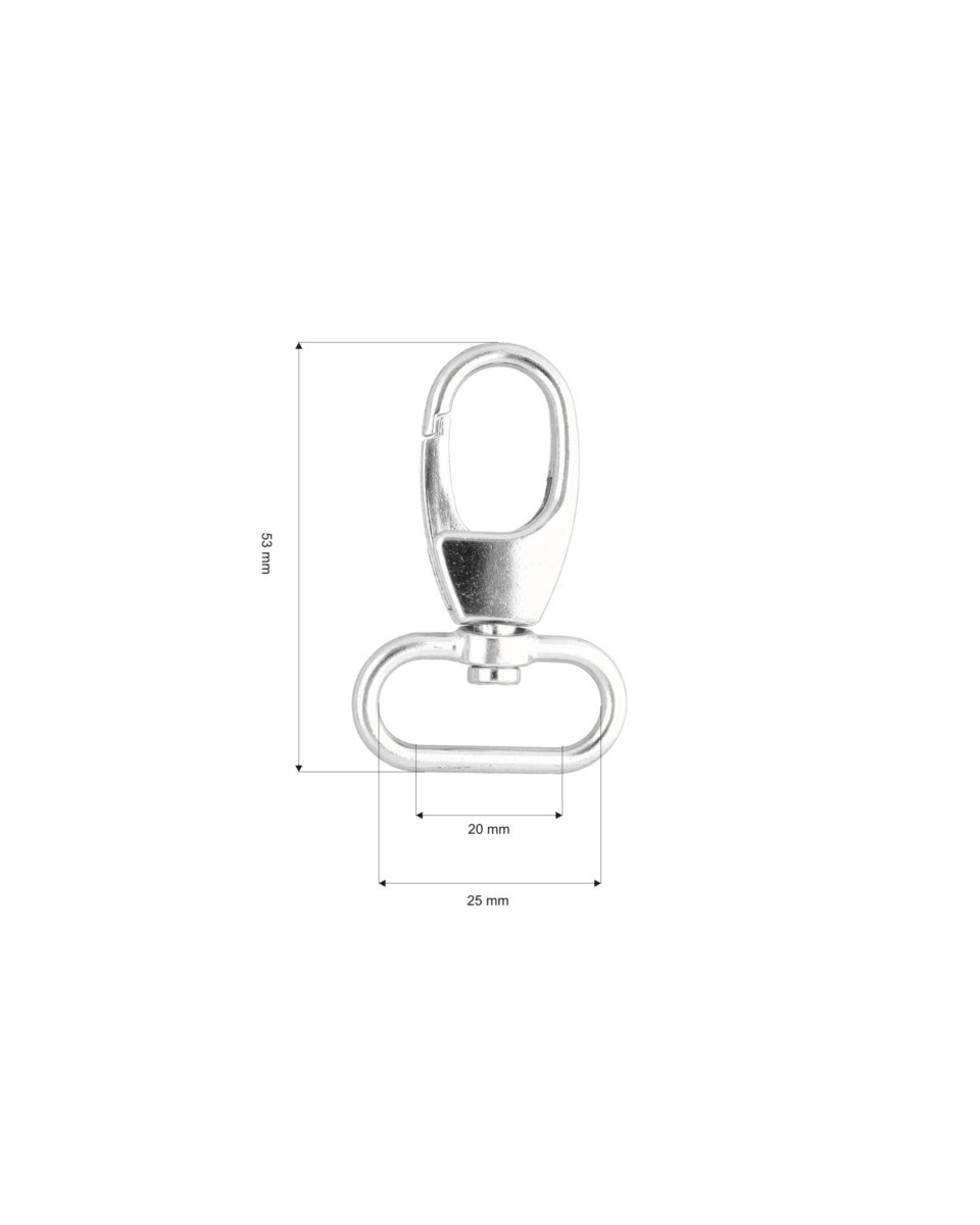 METAL SNAP  HOOK 25 MM   GLOSSY ADAM NICKEL 1  PCS