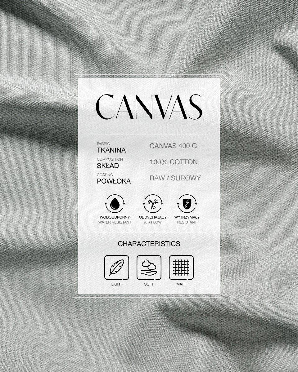 Bavlněná tkaniná canvas 400 g/m2 světle šedá 165 cm 40 mb