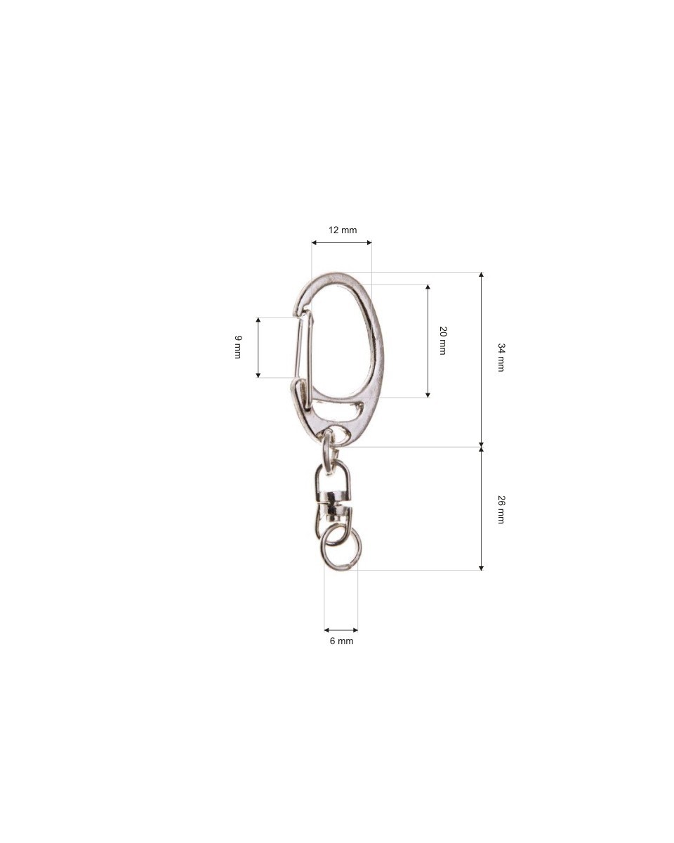 KARABINERHAKEN 6 MM  NICKELGLANZ 100  ST.