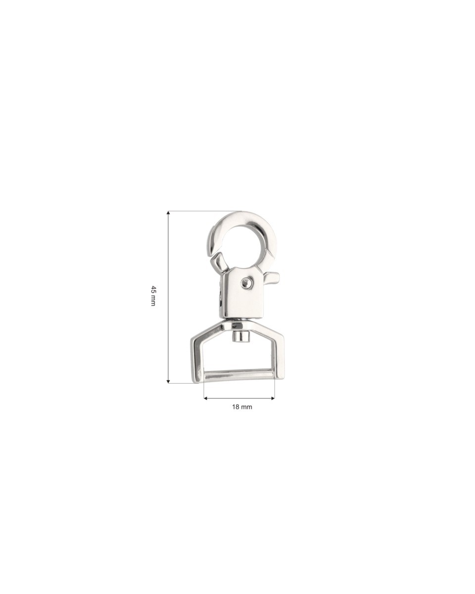 Karabińczyk metalowy 18 mm 0325-0203 nikiel połysk
