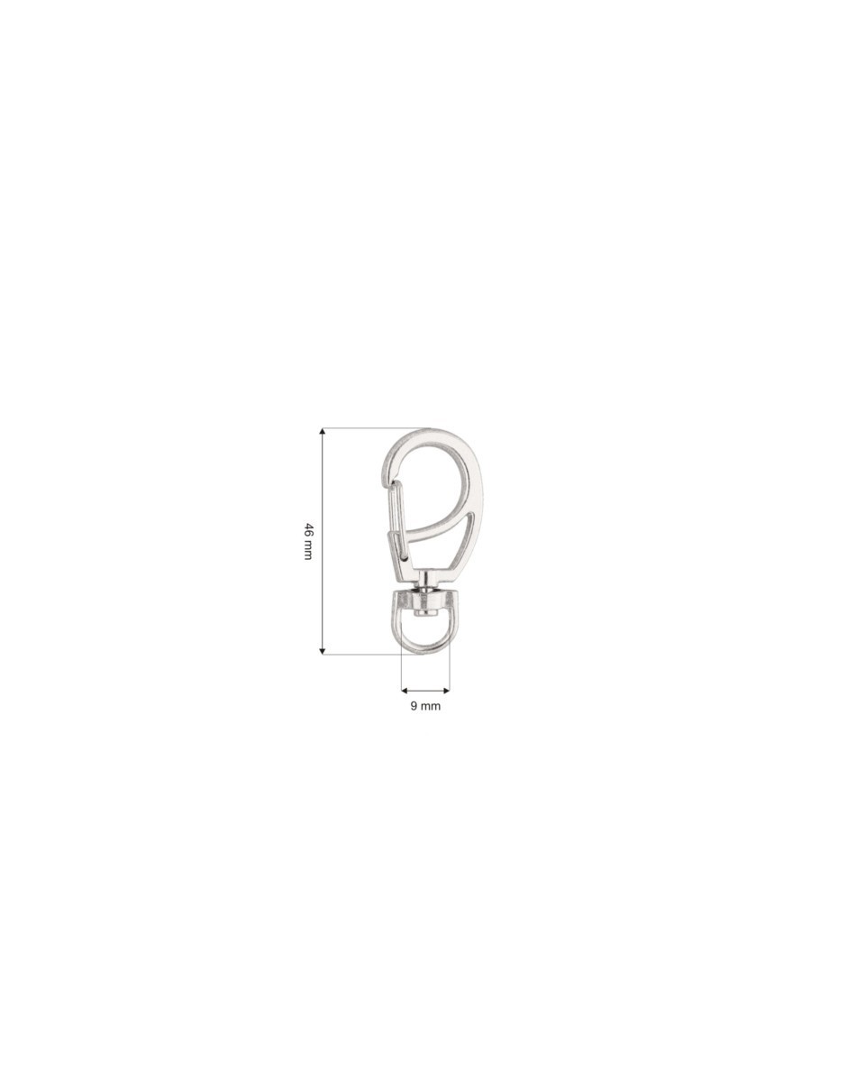 EXTRA SHINING METAL SNAP   HOOK 9 MM MODEST GLOSSY NICKEL 1 PCS
