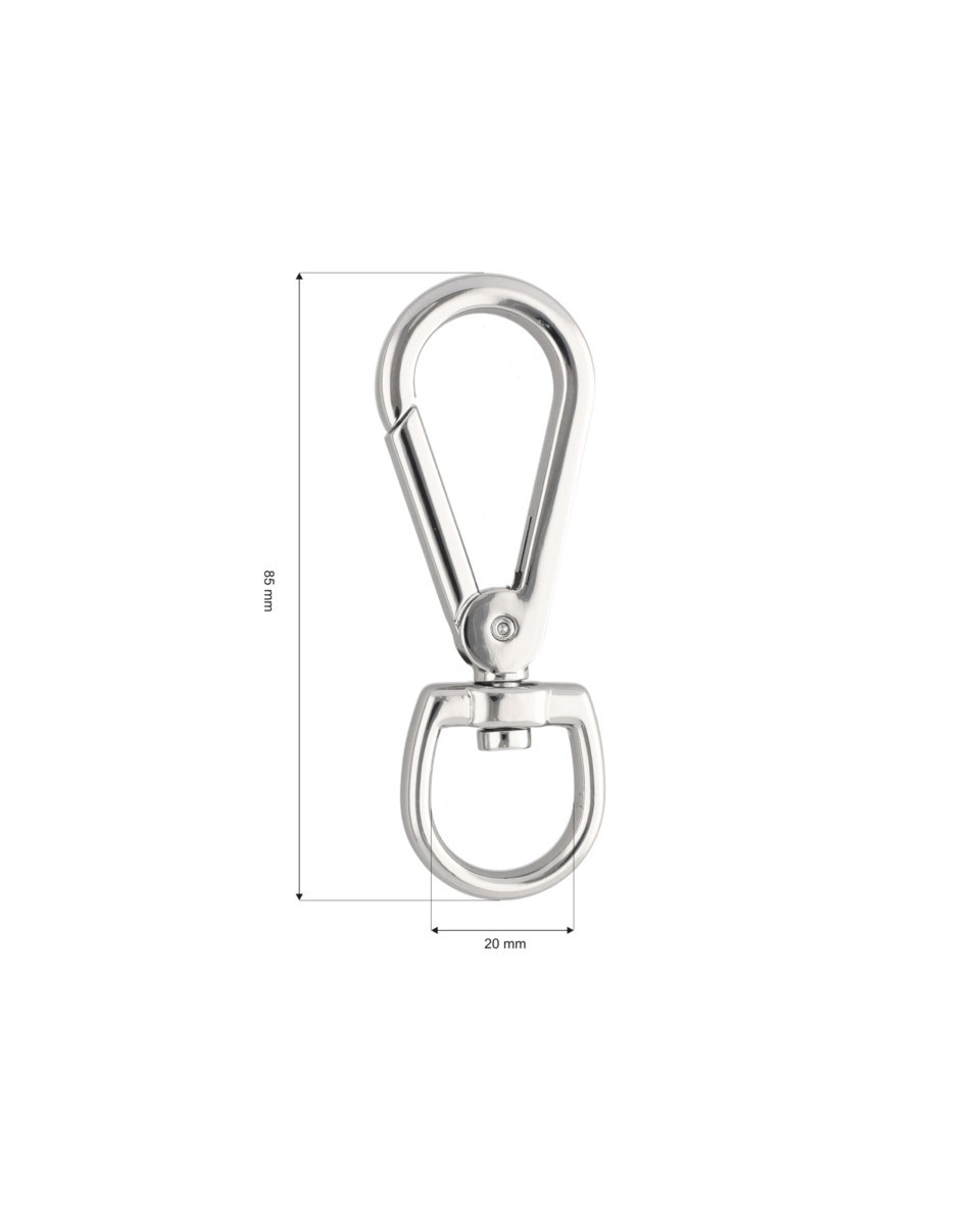 Karabińczyk metalowy 20 mm 0266 nikiel połysk Karabińczyk metalowy 20 mm 0266 nikiel połysk