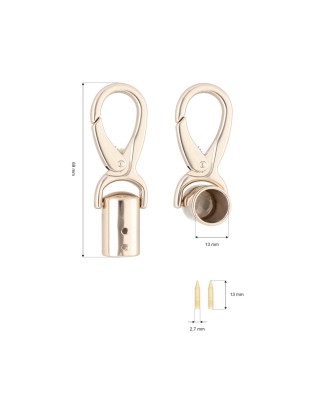 Karabińczyk metalowy 13 mm 325-279 jasne złoto