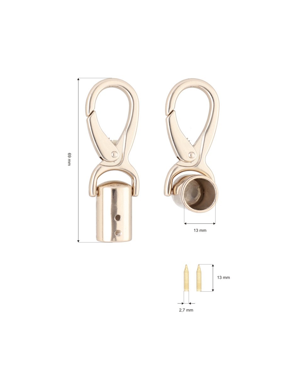 Karabińczyk metalowy 13 mm 325-279 jasne złoto