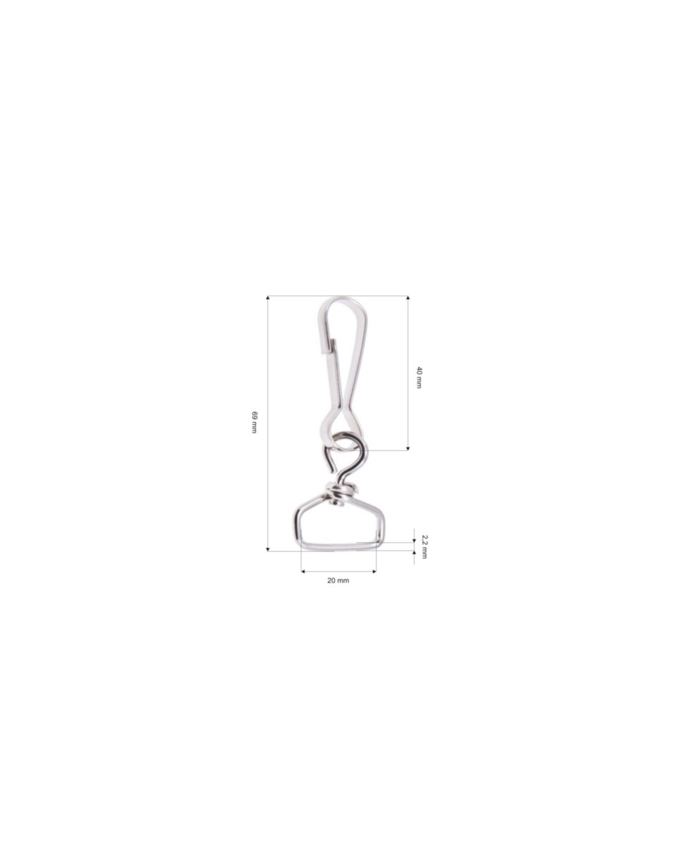 Karabińczyk metalowy 20 mm bck-h010 nikiel