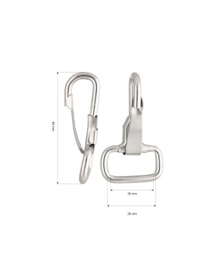 METAL SNAP  HOOK&nbsp38 MM FABIAN GLOSSY NICKEL 10 0   PCS