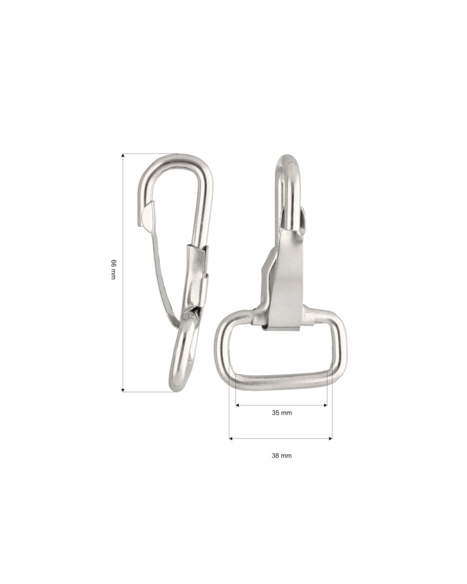 METAL SNAP  HOOK&nbsp38 MM FABIAN GLOSSY NICKEL 10 0   PCS