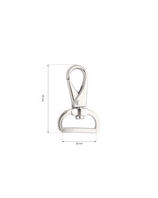 METAL SNAP HOOK 26 MM GUSTAW GLOSSY NICKEL 1  PCS