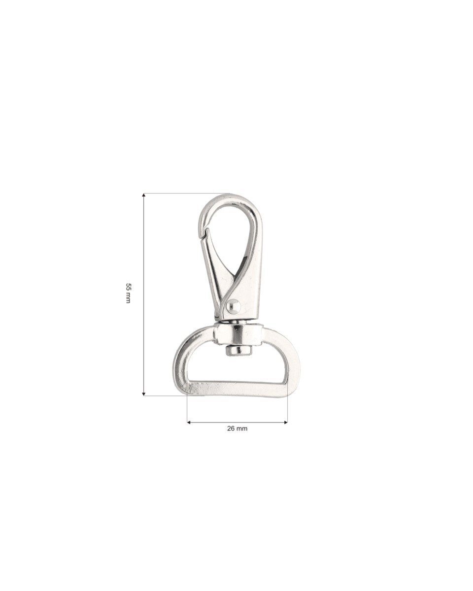 METAL SNAP HOOK 26 MM GUSTAW GLOSSY NICKEL 1  PCS