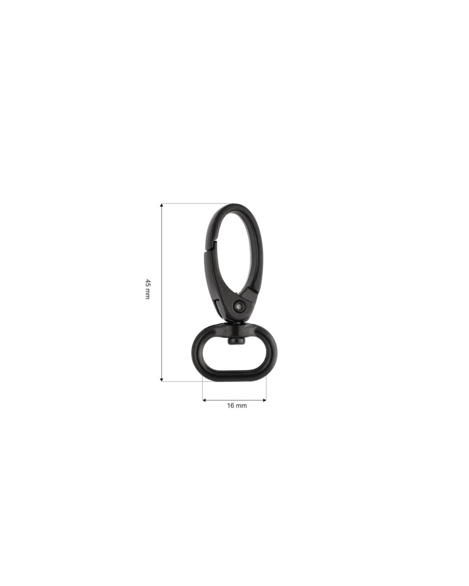 Karabińczyk metalowy 16 mm 0037 krab czarny mat