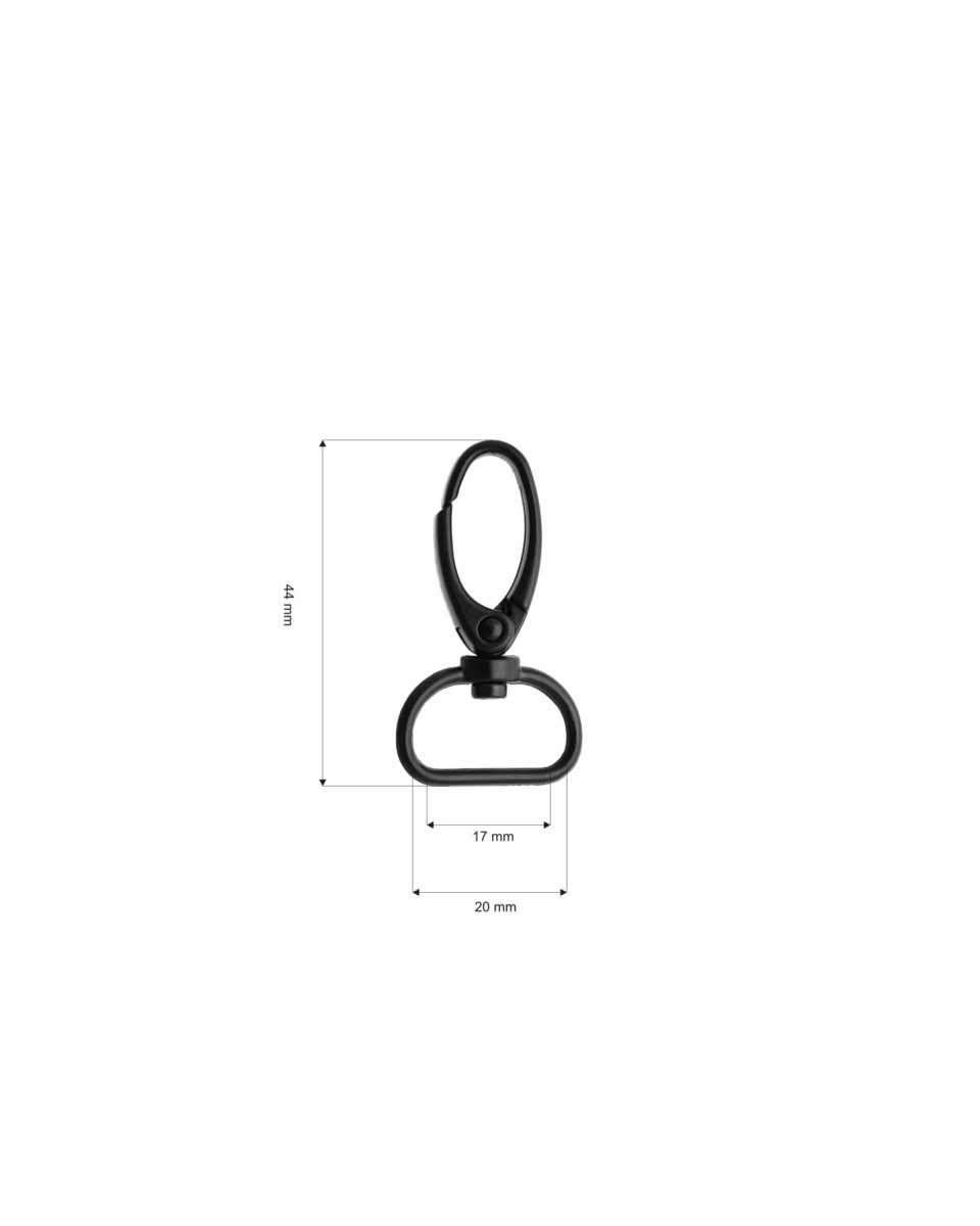 Karabińczyk metalowy 20 mm rf-101 krab czarny mat