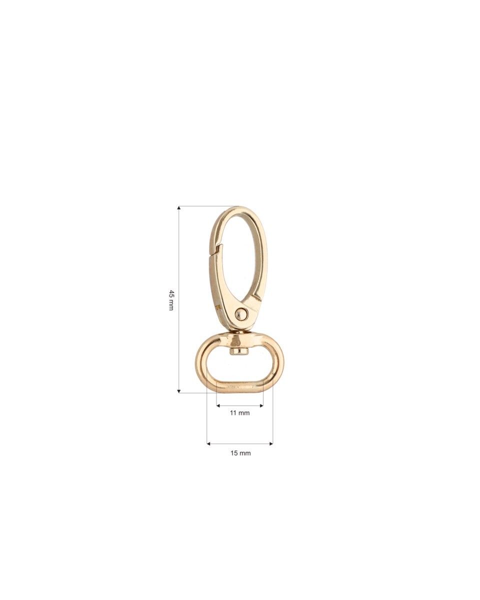 Karabińczyk metalowy 15 mm 0037 krab złoto połysk Karabińczyk metalowy 15 mm 0037 krab złoto połysk
