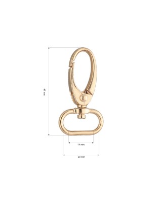 Karabińczyk metalowy 20 mm 0037 krab jasne złoto