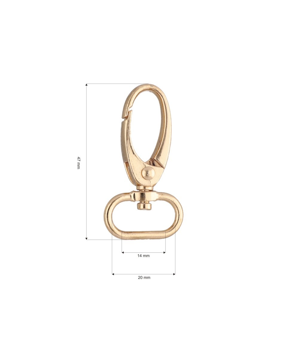 METAL SNAP HOOK 0037 20 MM LIGHT GOLD 100   PCS