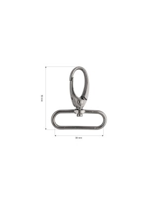 METAL SNAP HOOK 0037 38 MM NICKEL BLACK 1 PCS
