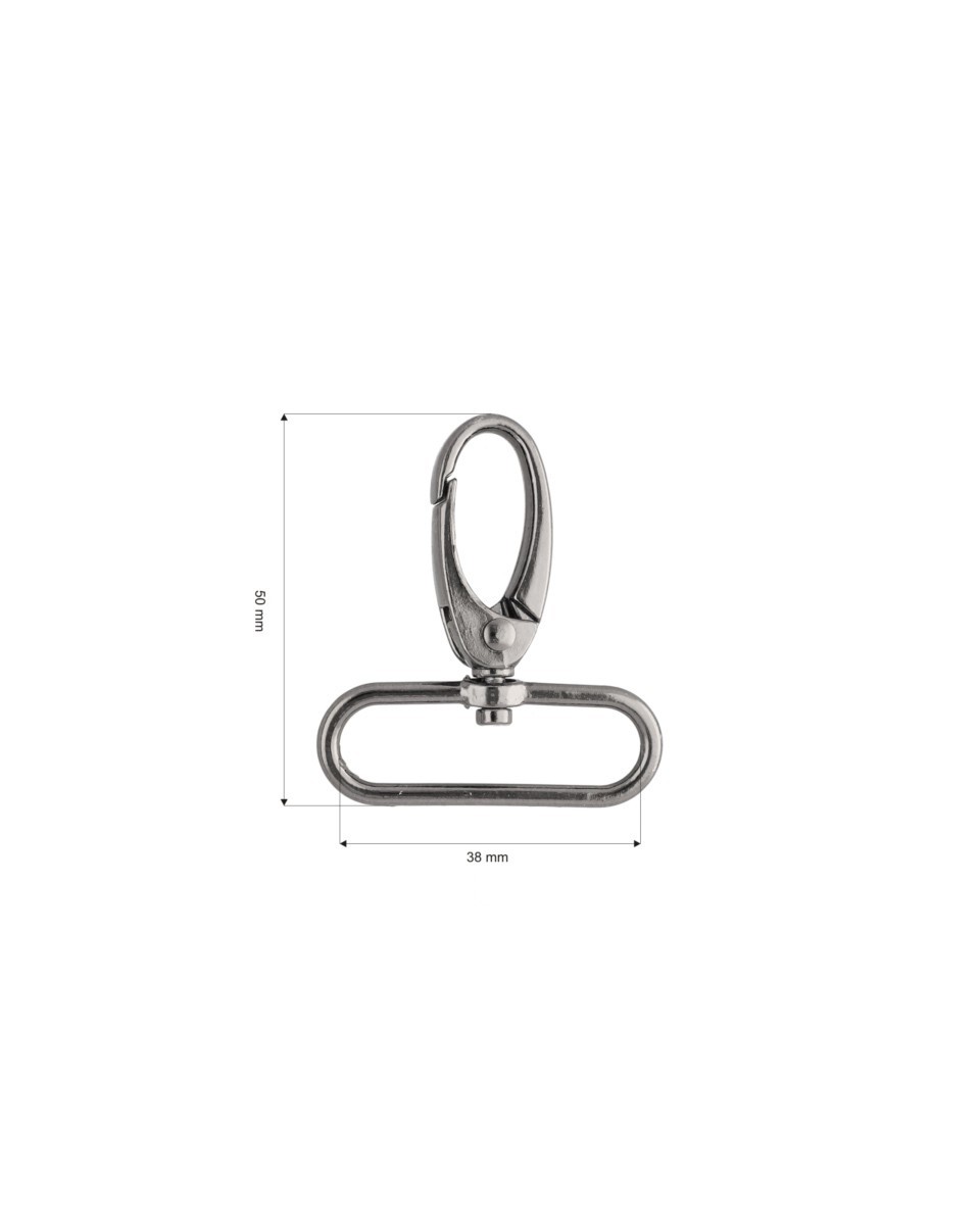 METAL SNAP HOOK 0037 38 MM NICKEL BLACK 1 PCS