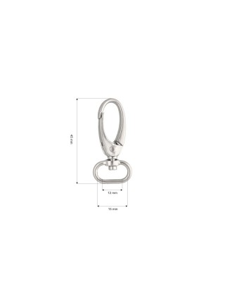 METAL SNAP HOOK 0037 15 MM NICKEL MATT 100 PCS