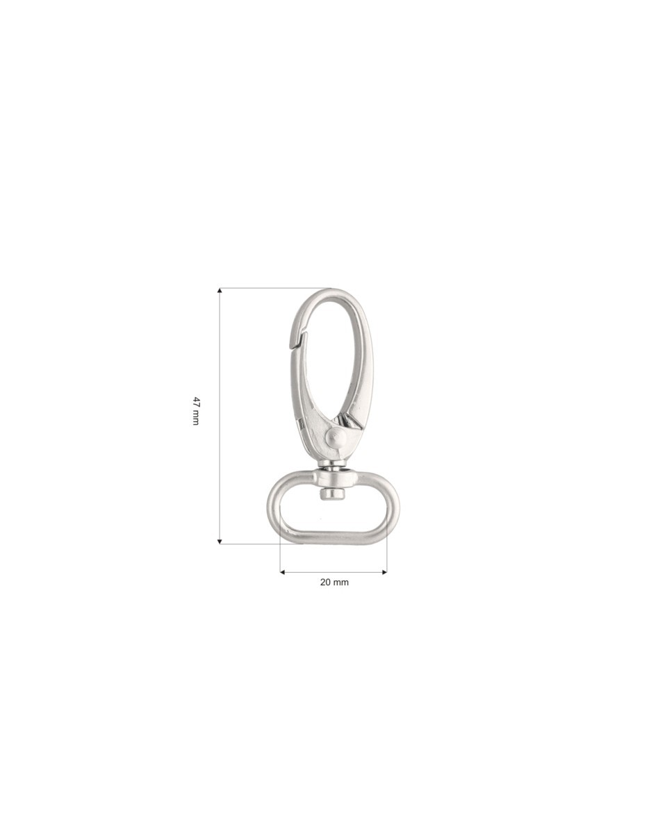 Karabińczyk metalowy 20 mm 0037 krab nikiel mat Karabińczyk metalowy 20 mm 0037 krab nikiel mat
