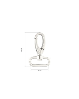 Karabińczyk metalowy 32 mm 0325-0152 krab nikiel mat