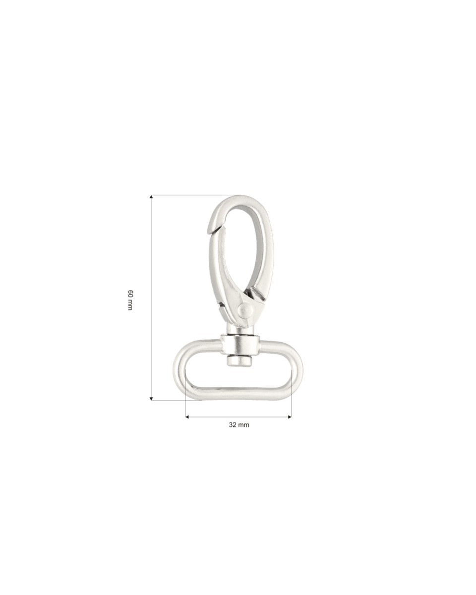 METAL SNAP HOOK 32 MM NICKEL MATT 1  PCS