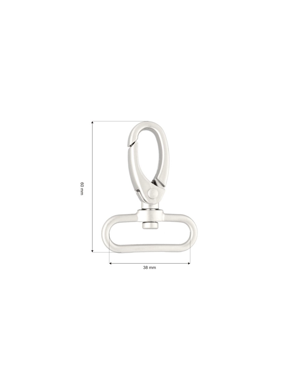METAL SNAP HOOK 38 MM NICKEL MATT 1 PCS