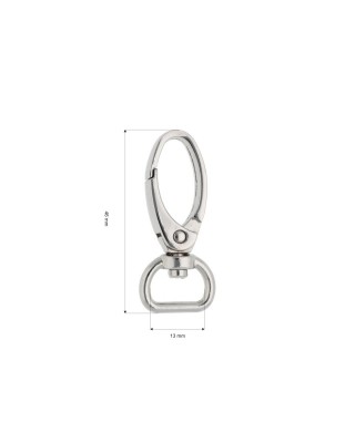 METAL SNAP HOOK 13 MM 0037 GLOSSY NICKEL 100 PCS