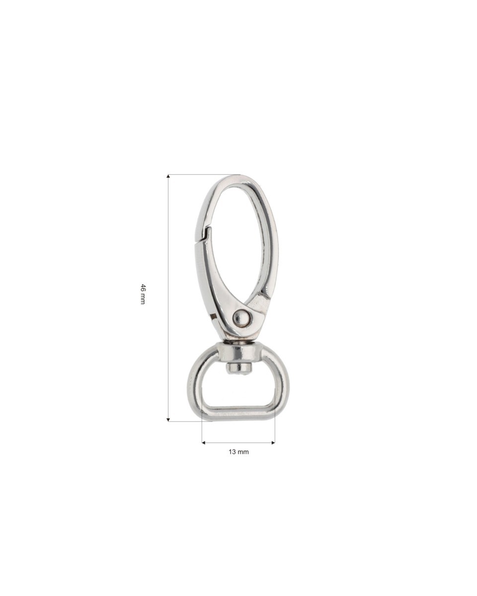 Karabińczyk metalowy 13 mm 0037 krab nikiel połysk Karabińczyk metalowy 13 mm 0037 krab nikiel połysk
