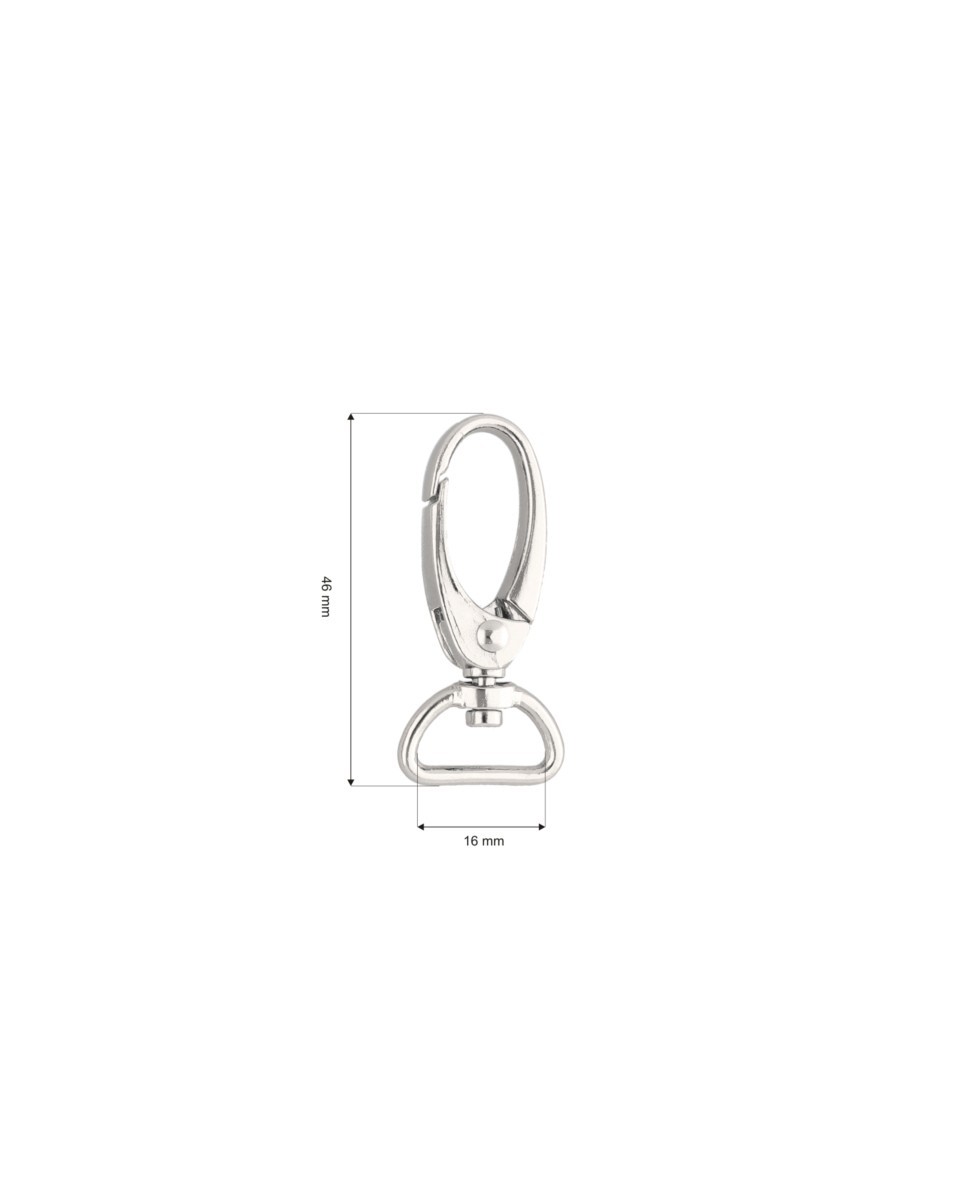 Karabińczyk metalowy 15 mm 0037 krab nikiel połysk Karabińczyk metalowy 15 mm 0037 krab nikiel połysk