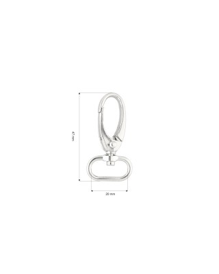 METAL SNAP HOOK 20 MM 0037 GLOSSY NICKEL 1 PCS