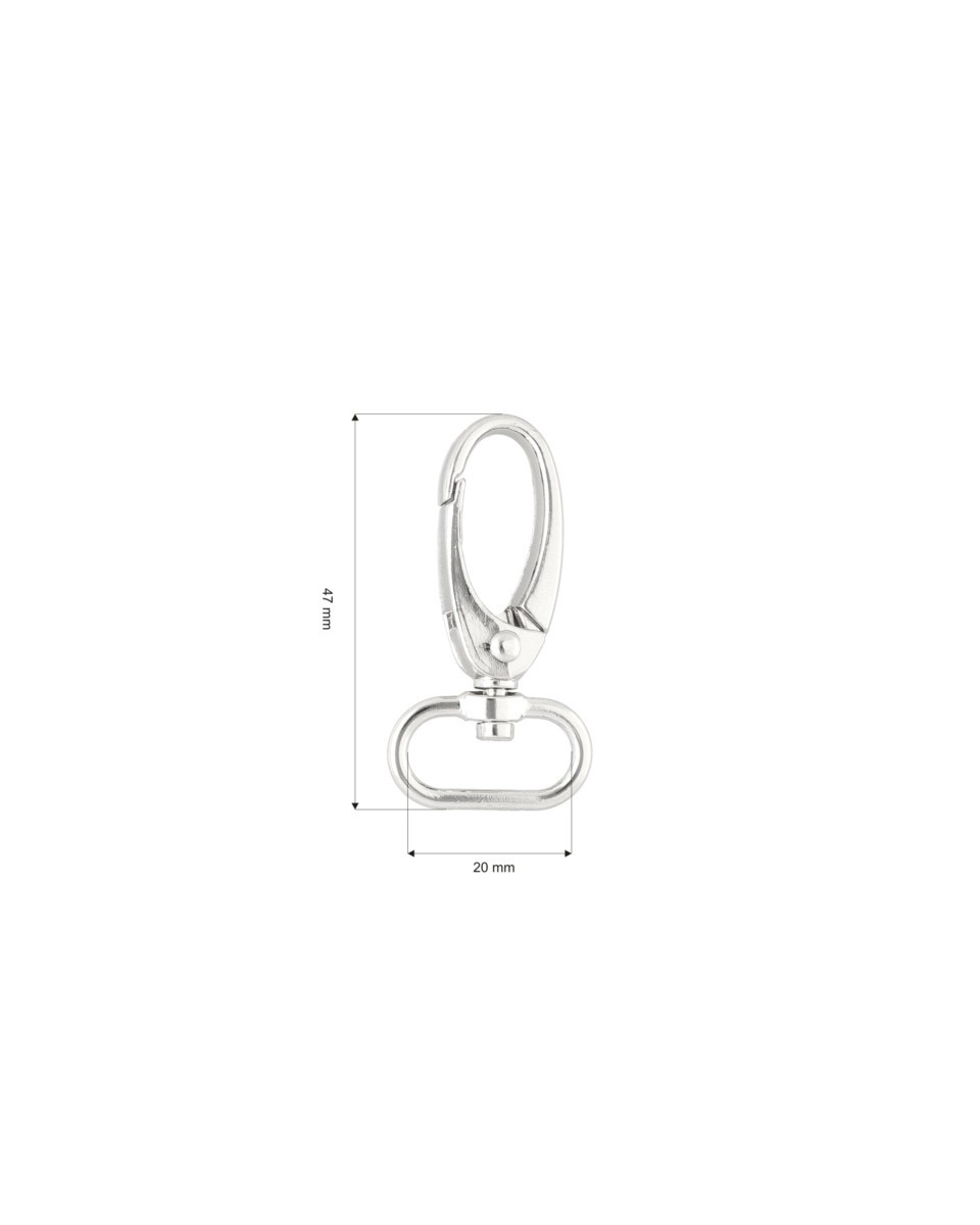 Karabińczyk metalowy 20 mm 0037 krab nikiel połysk Karabińczyk metalowy 20 mm 0037 krab nikiel połysk