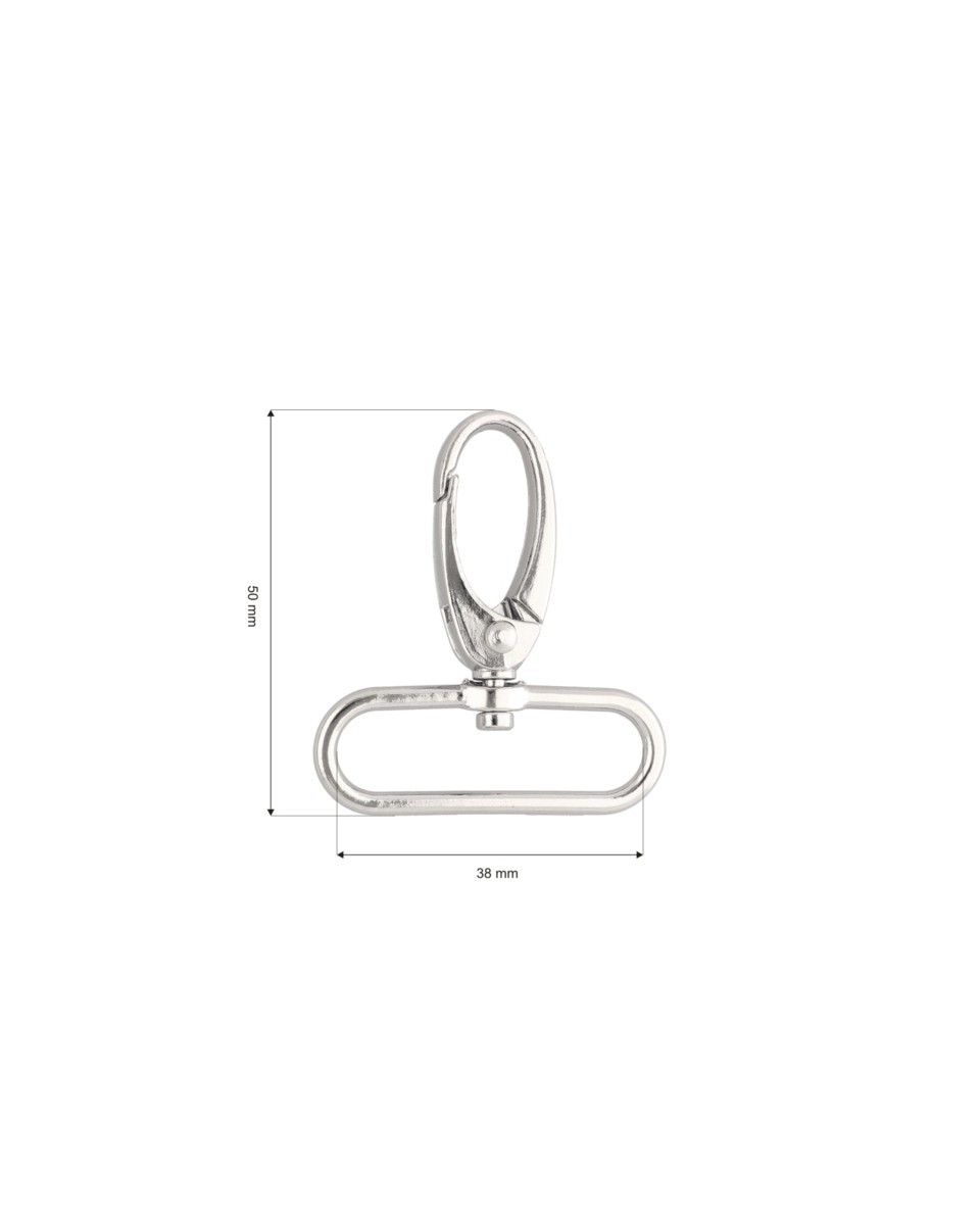 METAL SNAP HOOK 38 MM 0037 GLOSSY NICKEL 1 PCS