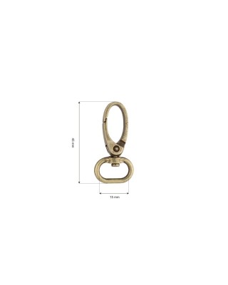 Karabińczyk metalowy 15 mm 0037 krab stare złoto