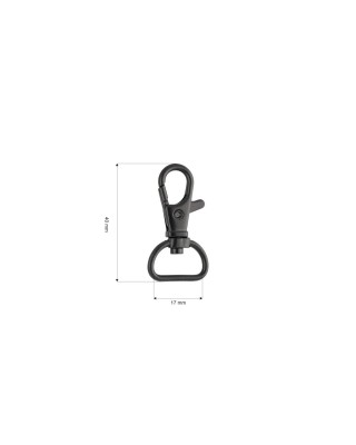 Karabińczyk metalowy 17 mm rybka 5 g czarny mat