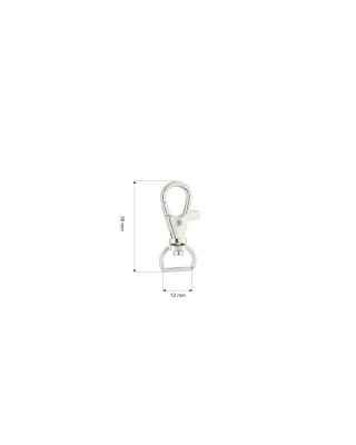 METAL SNAP HOOK 12 MM NICKEL 100 PCS
