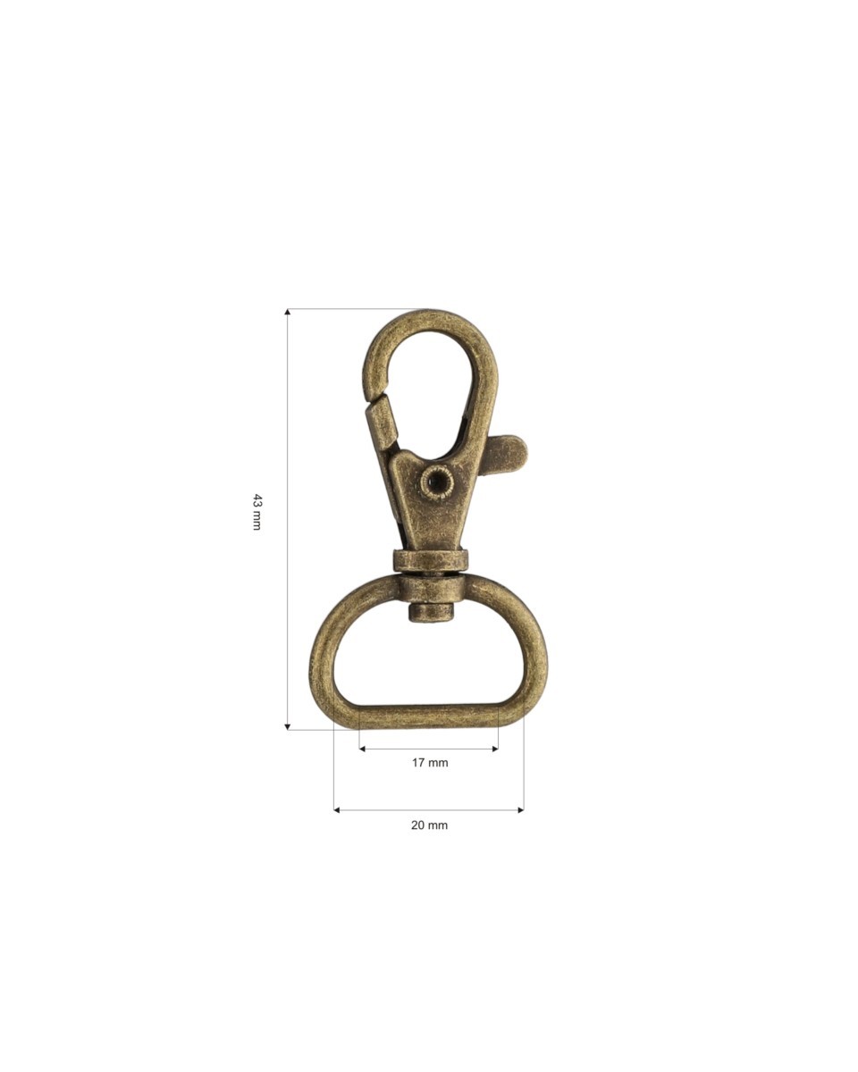 Karabińczyk metalowy 20 mm 0014 6 g stare złoto Karabińczyk metalowy 20 mm 0014 6 g stare złoto